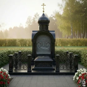 Гранитный православный вертикальный памятник - ПН531