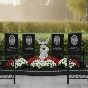 Элитный вертикальный Гранитный или мраморный памятник - ПН675