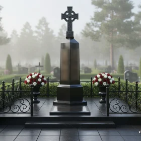 Элитный Гранитный вертикальный памятник для одного - ПН677