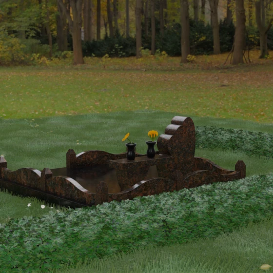 Гранитный памятник-сердце с асимметрией, гранит Дымовский, вид 3