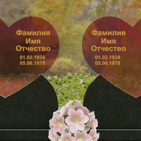 Горизонтальный светский памятник из гранита и стекла - П251