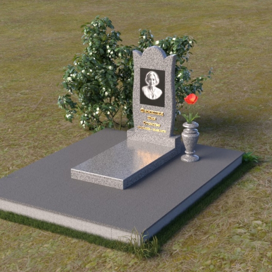 Вертикальный гранитный памятник со скругленным верхом, гранит Мансуровский