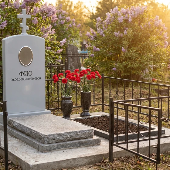 Памятник из полимера с аркой с крестом