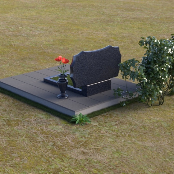 Надгробие с волнистым верхом из гранита, гранит Блю Перл, вид 4