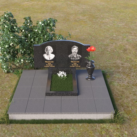 Надгробие горизонтальное с волнообразной вершиной, гранит Габбро-диабаз, вид 3