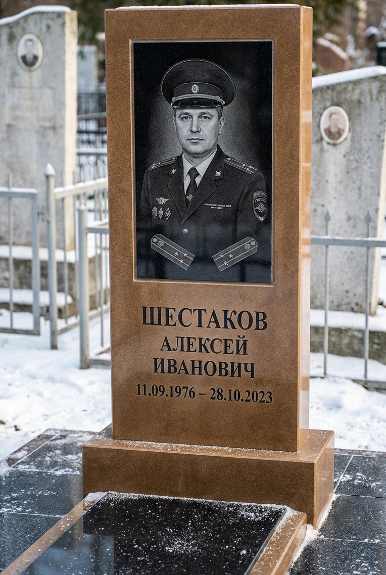 Пример дизайна: Памятник полицейскому из коричневого гранита