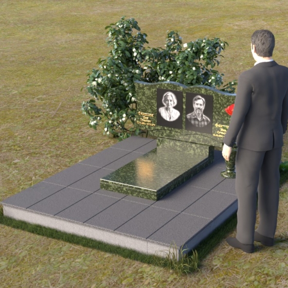 Горизонтальный памятник-волна с двумя выступами