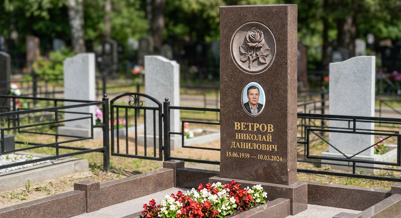 Пример дизайна: Памятник с розой в медальоне из дымовского гранита