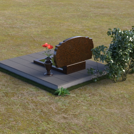 Горизонтальный гранитный монумент с раскрытой книгой, гранит Дымовский, вид 4