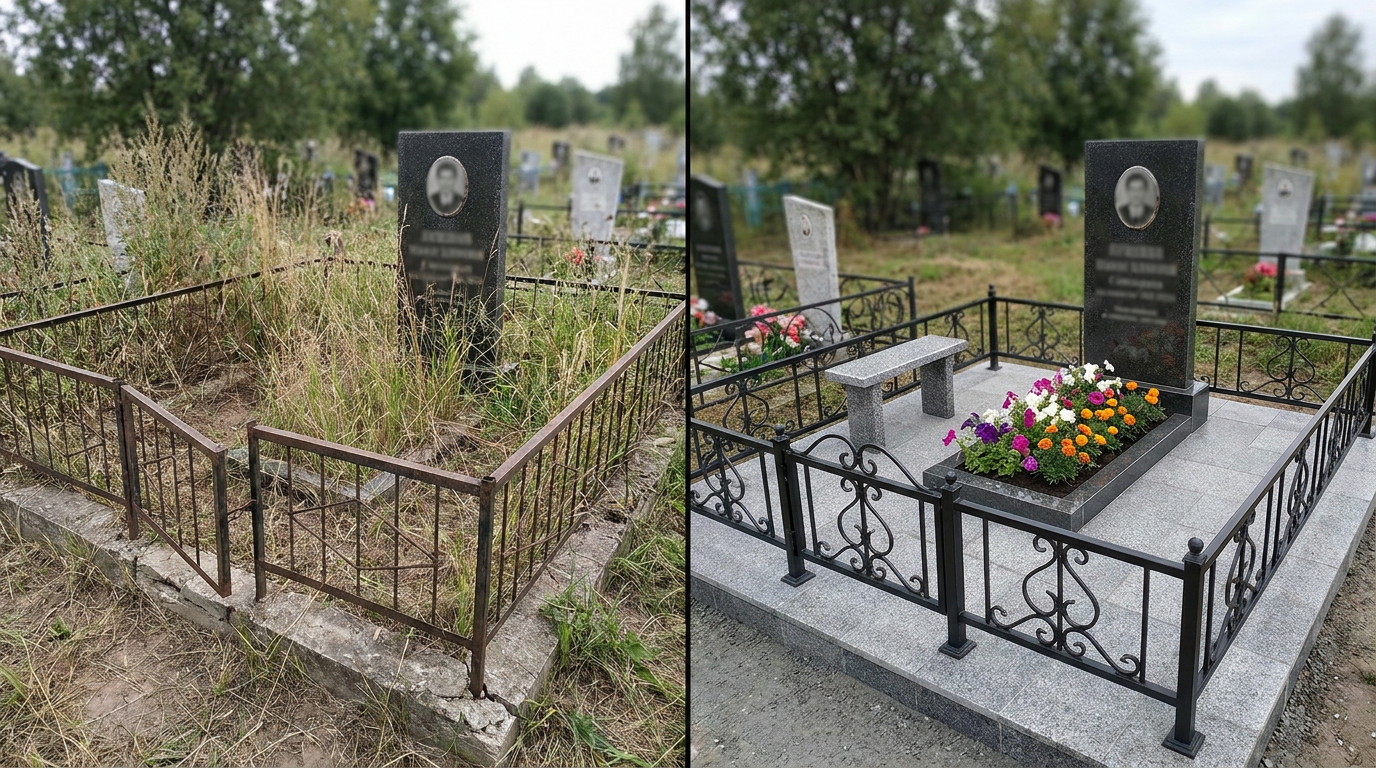 Благоустройство могилы в Туле — пример 1
